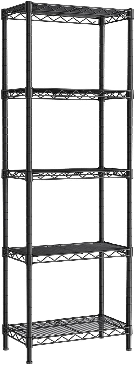 Small 5 tire Shelves Storage Wire Shelving Unit Metal Shelf Adjustable Organizers Storage Shelving for Bathroom Laundry Room Kitchen Pantry10”D x 16”W x 55”H Black - ModernBath