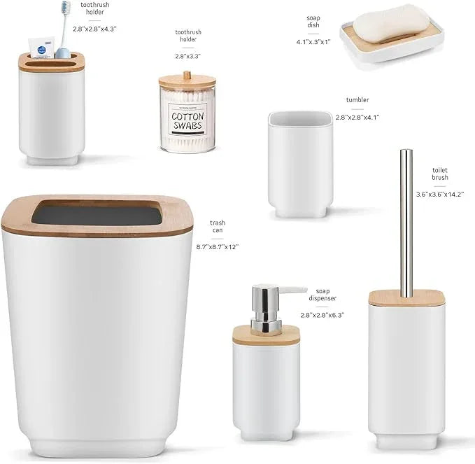 IMAVO Bathroom Accessories Set,White Bathroom Set,11 Pieces Bathroom Accessory Set,Trash Can for Bathroom Accessories Décor and Housewarming Gifts - ModernBath