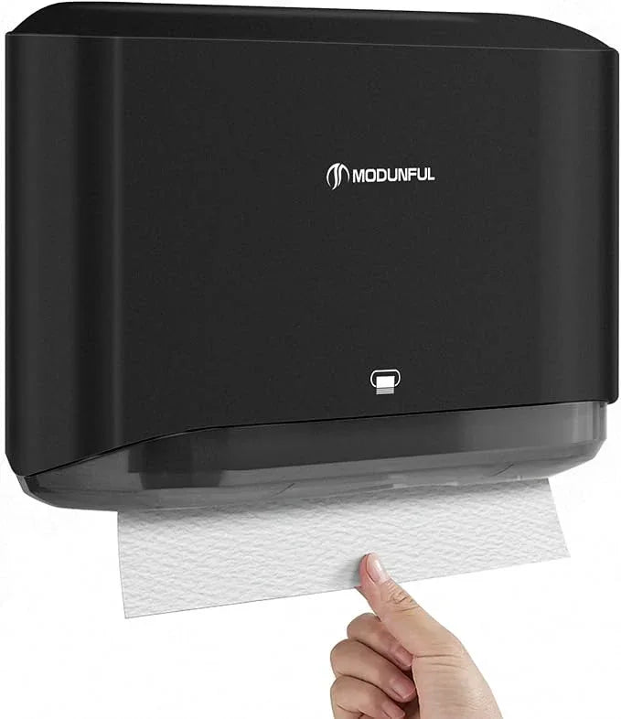 𝐏𝐚𝐩𝐞𝐫 𝐓𝐨𝐰𝐞𝐥 𝐃𝐢𝐬𝐩𝐞𝐧𝐬𝐞𝐫, Multifold/Trifold/C Fold Papers Dispenser, Bathroom Hand Towels Wall Mounted Tissue Holder, No-Drill Adhesive Commercial or Home Black - ModernBath