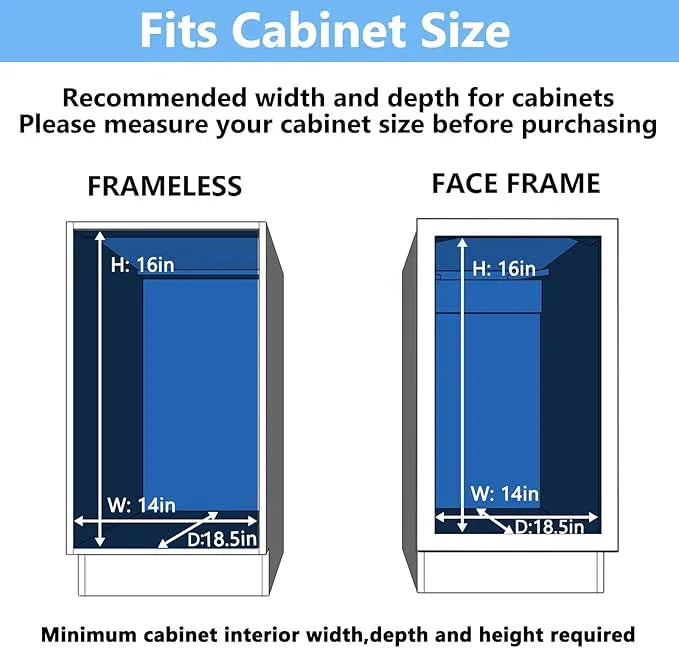 2 Tier Individual Pull Out Cabinet Organizer 13½" W x 18" D, Heavy Duty Cabinet Pull Out Shelves, Slide Out Drawers Organization for Kitchen Cabinets Bathroom - ModernBath