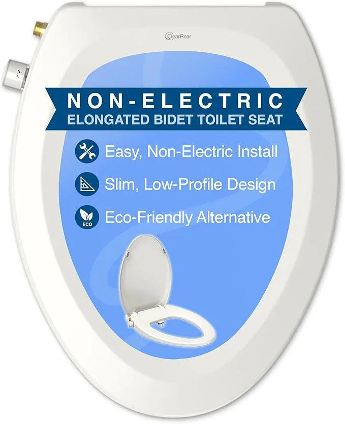 CLEAR REAR Elongated Bidet Toilet Seat – Non Electric Attachment for Toilets, Easy to Install Self Cleaning, Rear & Feminine Wash Nozzles, Adjustable Water Sprayer, Eco Friendly Hygienic Upgrade - ModernBath