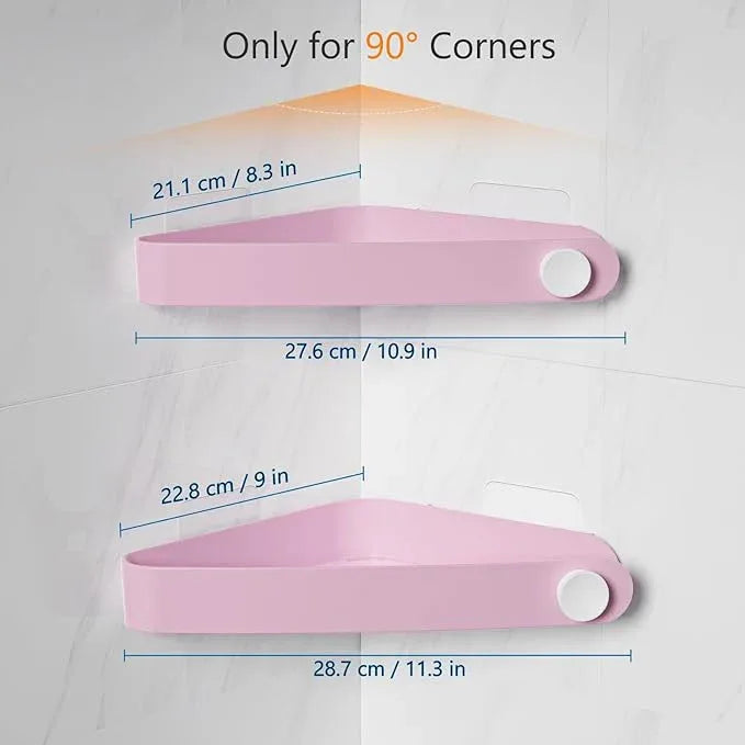 Sotfamily Shower Caddy Corner, 2 Pack Adhesive Corner Shower Shelves for Bathroom Organizers and Storage, Rust Free Plastic Rack for Bathroom Accessories & Decor, Pink - ModernBath