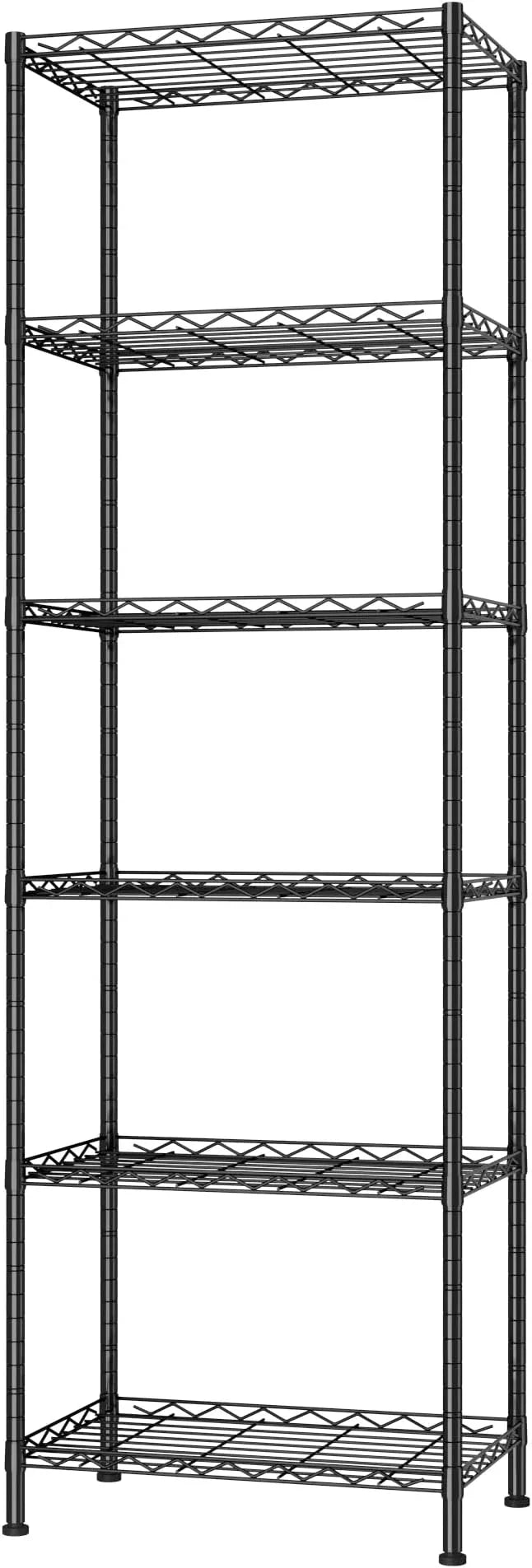 HOMEFORT 6-Shelving Unit, Adjustable Wire Shelving, Metal Wire Shelf Rack Organizer for Kitchen, Pantry, Closet, Bathroom, Laundry, Black,21" W x 11" D x 69" H - ModernBath