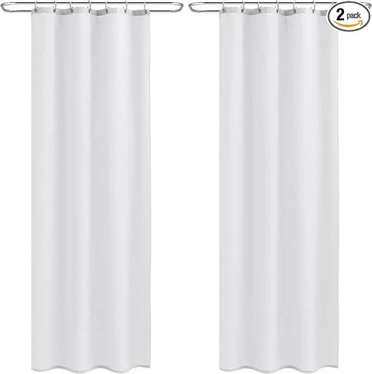 Nasitos Shower Curtain Liners 2 Pack - W36 x H72 - Washable & Water Resistant Fabric Bath Shower Liners for Narrow Stall, Stand Up Shower Stall, RV, Camper (White, 4 Magnets Included) - ModernBath
