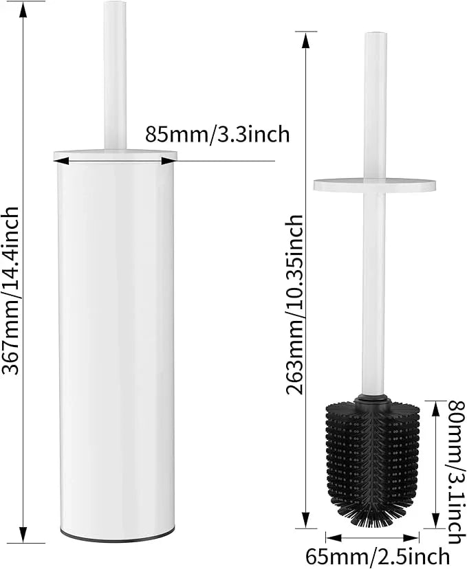 WZKALY Toilet Brush and Holder Set, Stainless Steel Toilet Bowl Brush with Lid, Rust Proof Toilet Cleaner Brush with Caddy, Durable Bristles, Splash Proof, Ideal for Bathroom（1 Pack, White） - ModernBath