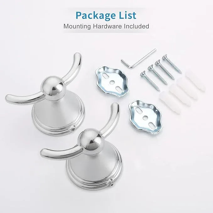 FILTA Bathroom Towel Hooks, Polished Chrome Robe & Towel Hooks for Wall Mounted, Traditional Towel and Robe Hooks for Hanging Towels, Bath Towel Holder for Shower(2 Pack) - ModernBath
