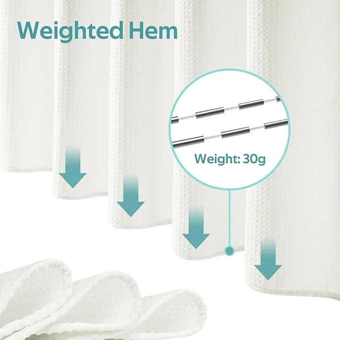 Vipfree 3 in 1 Shower Curtain Set, Waffle Shower Curtain and Liner Set with 12 Double Sided Shower Curtain Hooks, 258GSM Luxury Weighted Cloth Shower Curtains for Bathroom, 72 W x 84 H, Cream - ModernBath