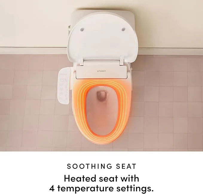 TUSHY Cloud Electronic Bidet Heated Toilet Seat | Instant Warm Water, Adjustable Air Dryer, Soft Close Lid and Seat & Night Light (Self Cleaning Nozzle and Water Filter), Elongated - ModernBath