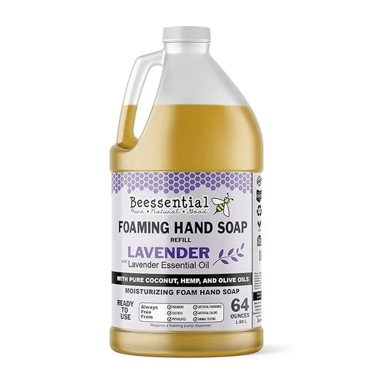 Beessential All Natural Bulk Foaming Hand Soap Refill, 64 oz Lavender | Made with Moisturizing Aloe & Honey - Made in the USA - ModernBath