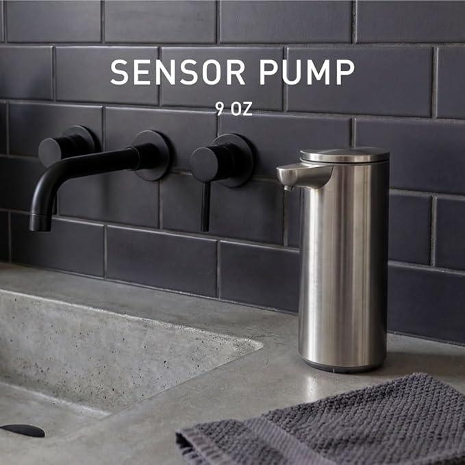 simplehuman 9 oz. Touch-Free Automatic Rechargeable Sensor Pump, Brushed Stainless Steel, New - ModernBath
