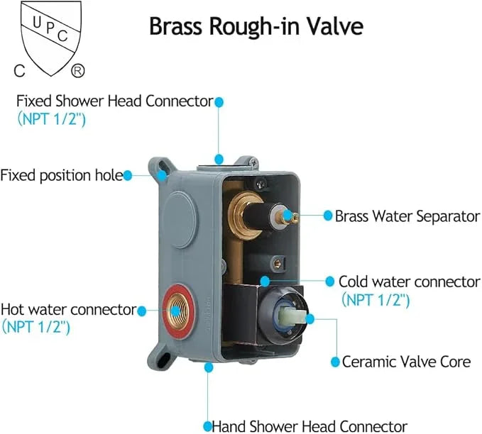 JingGang Oil Rubbed Bronze Shower System 8 Inch Bathroom Rain Mixer Shower Combo Set Wall Mounted Rainfall Shower Head and Handheld System Shower Faucet Set Rough-in Valve Body and Trim Kit - ModernBath