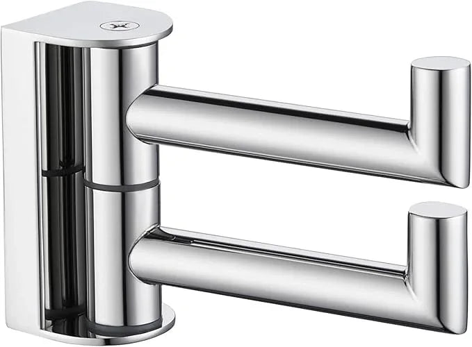 Angle Simple Swivel Robe Hook Polished Chrome, 304 Stainless Steel Bathroom Towel Double Hook for Wall - ModernBath