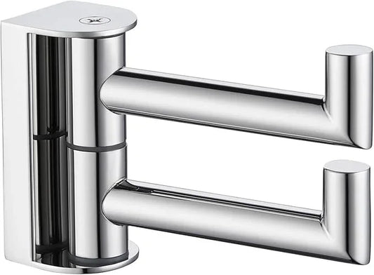 Angle Simple Swivel Robe Hook Polished Chrome, 304 Stainless Steel Bathroom Towel Double Hook for Wall - ModernBath