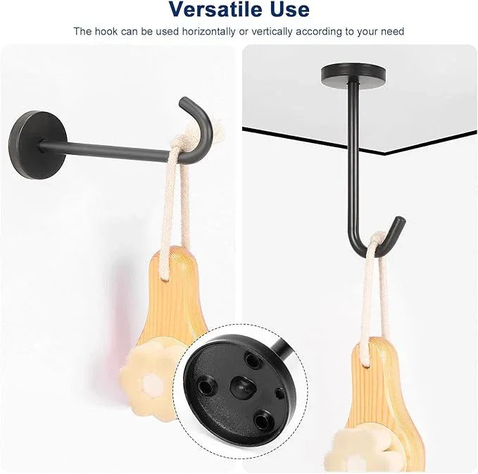 NearMoon Coat Hooks, Wall Mount Hooks for Hanging Hat Hurse Robe, 304 Stainless Steel Heavy Duty Towel Hangers for Bathroom Livingroom Kitchen-Ceiling Hook, 6 Pack (4 Inch, Matte Black) - ModernBath