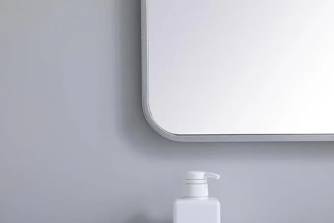 ARS Concepts Aura, Soft Corner Metal Rectangular Mirror 27X36 Inch in, Modern, Silver - ModernBath