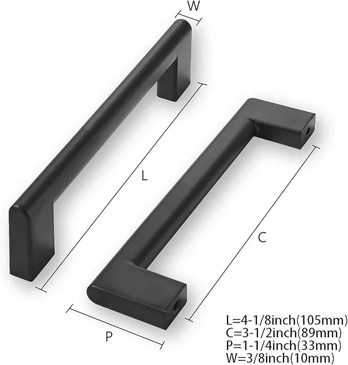 khtumeware 3-1/2 Inch Hole Center 10-Pack,Matte Black Heavy Duty Soild Cabinet Pulls,Kitchen Drawer Handle, Hardware for Bathroom, Drawer, Cabinet, Door Cabinet - ModernBath