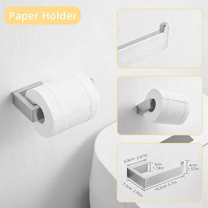 Fapully 23.6-Inch 6 Piece Bathroom Hardware Accessories Set Stainless Steel Wall Mounted Brushed Nickel Include Towel Bar,Hand Towel Holder,Toilet Paper Holder,Robe Towel Hook,Coat Hook,Towel bar Set - ModernBath