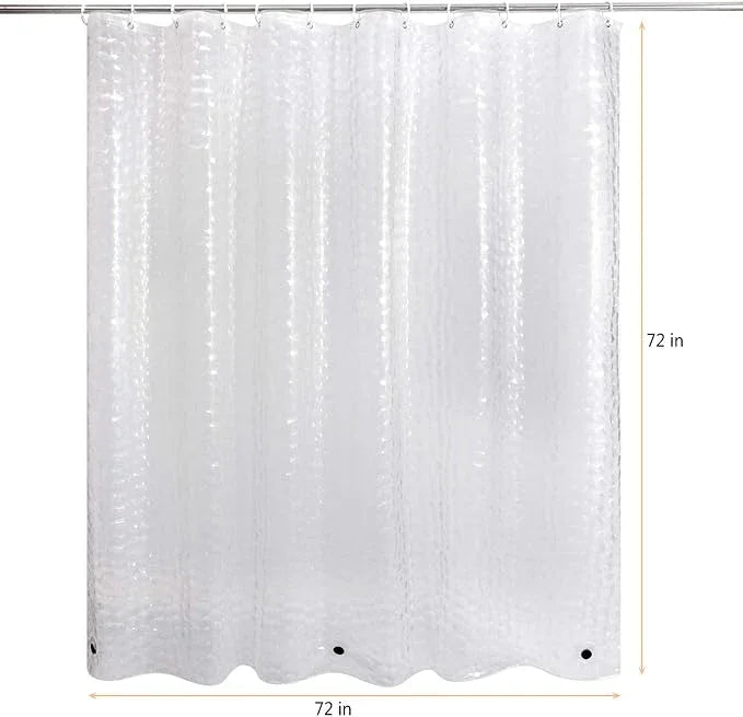 WELTRXE Shower Curtain Liner 8G EVA with 3 Magnets, Waterproof Clear Shower Curtains with 3D Water Cube Design, Heavy Duty Plastic Bathroom Shower Liner for Shower Stall, Bathtubs, 72 x 72,12 Hooks - ModernBath
