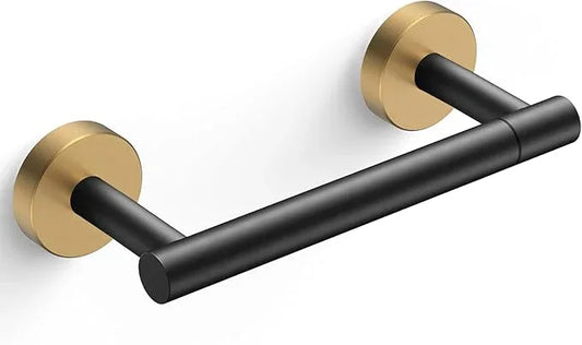 FORIOUS Toilet Paper Holder Wall Mount, Stainless Steel Rustproof Double Post Pivoting Tissue Roll Holder for Bathroom, Commercial Toilet Paper Dispenser, Matte Black & Brushed Gold - ModernBath