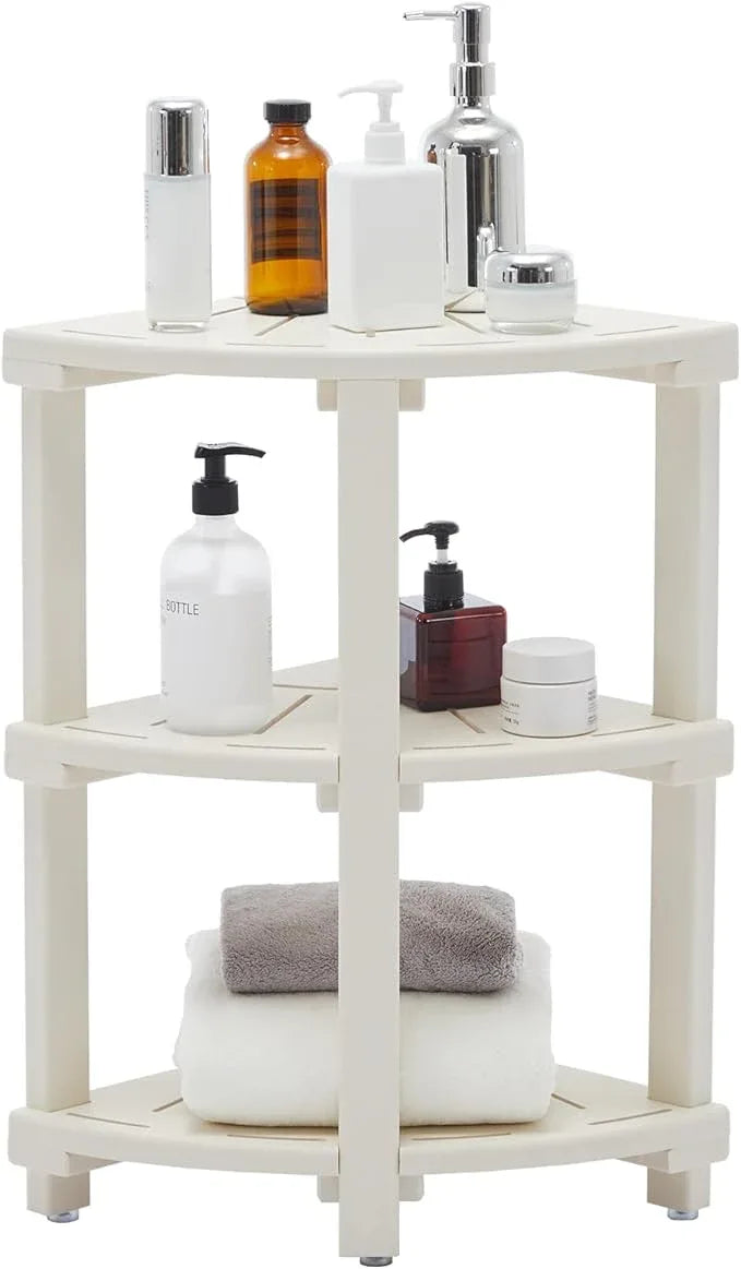 Shower Bench, Corner Shower Stool for Inside Shower and Shaving Legs, Waterproof HDPE Shower Chair Seat with Storage Shelf for Bathroom Non-Slip - ModernBath
