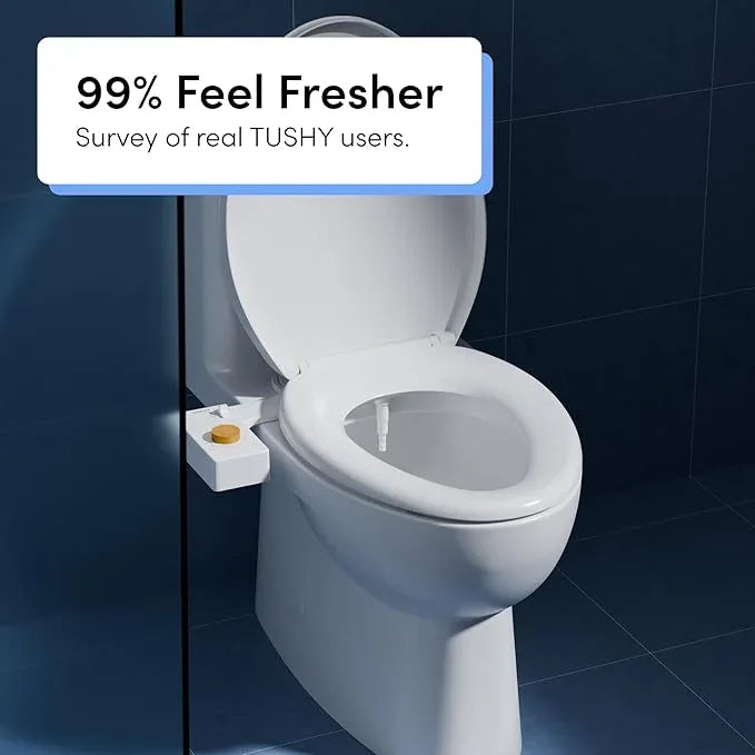 TUSHY Classic 3.0 Bidet Toilet Seat Attachment - A Non-Electric Self Cleaning Water Sprayer with Adjustable Water Pressure Nozzle, Angle Control & Easy Home Installation (Bamboo Knob) - ModernBath