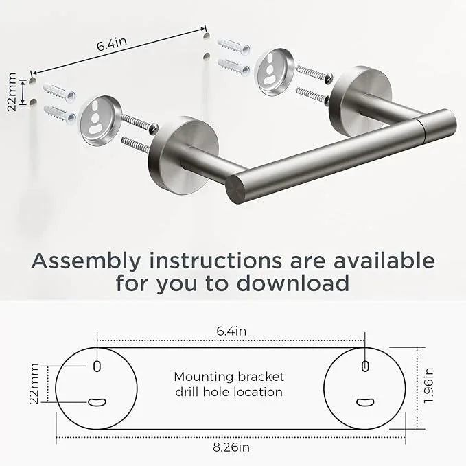 FORIOUS Toilet Paper Holder Wall Mount, SUS304 Stainless Steel Double Post Pivoting Tissue Roll Holder and Hand Towel Ring Set for Bathroom, RV, Bathroom Hardware Accessories Set, Brushed Nickel - ModernBath