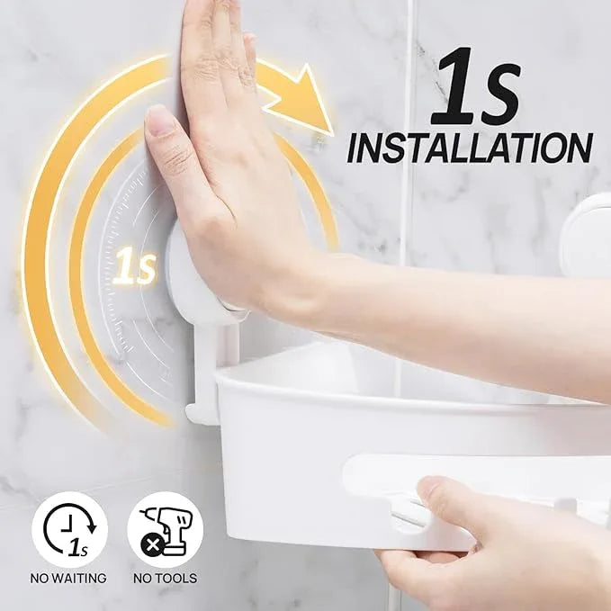 LEVERLOC Corner Shower Caddy Suction Cup, shower shelves suction cup, 2 Pack Basket Powerful Bathroom, Waterproof & Oil-proof Organizer for Kitchen, No-Drilling Removable - ModernBath