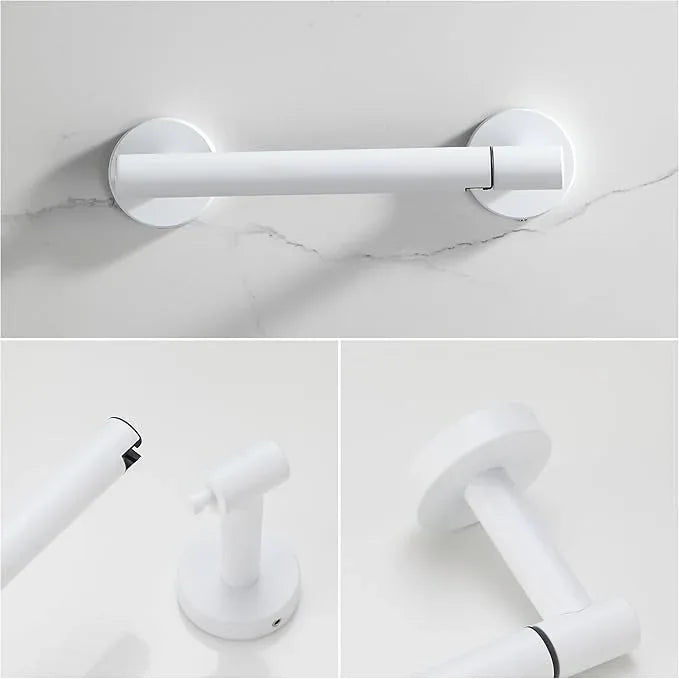 BVL Toilet Paper Holder Matte White Wall Mount Stainless Steel 304 Large Mega Roll - ModernBath