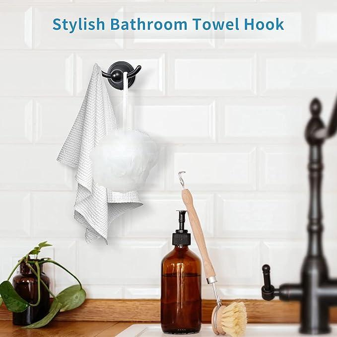 FILTA Bathroom Towel Hooks, Oil Rubbed Bronze Robe & Towel Hooks for Wall Mounted, Traditional Towel and Robe Hooks for Hanging Towels, Bath Towel Holder for Shower(1 Pack) - ModernBath