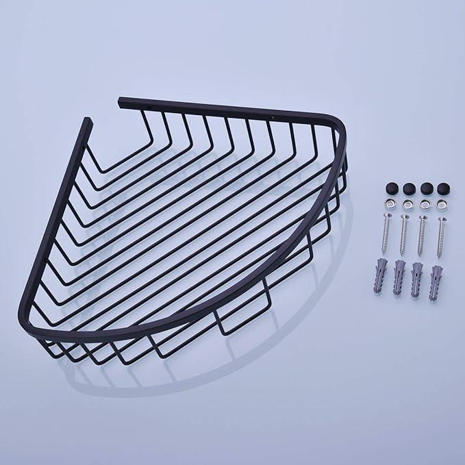 orhemus 304 Stainless Steel Shower Caddy Corner Basket Shelf Bathroom Organizer Wall Mounted Storage, Matte Black Plated Finish Heavy Duty - ModernBath