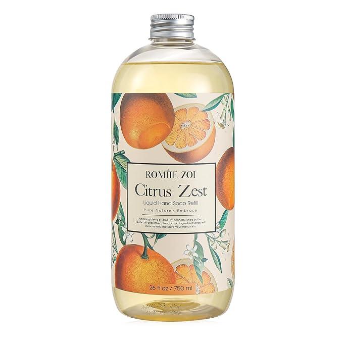 ROMIIE ZOI Liquid Hand Soap Refill, Citrus Zest, Gentle & Moisturizing Formula, 750 ML/ 26 FL OZ - ModernBath