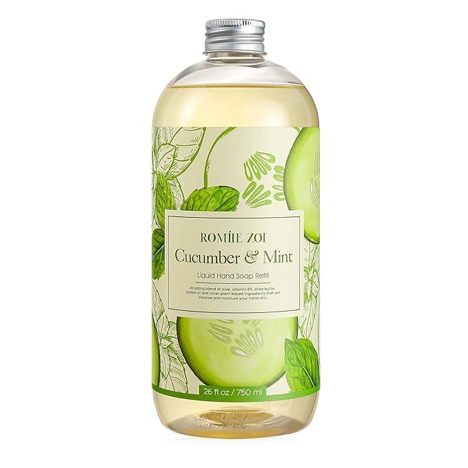 ROMIIE ZOI Liquid Hand Soap Refill, Cucumber & Mint, Gentle & Moisturizing Formula, 750 ML/ 26 FL OZ - ModernBath