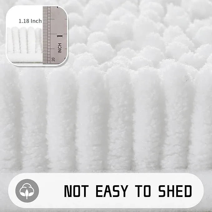 Yimobra Long Bathroom Rugs 44"x24", Extra Soft Non Slip Bath Mat for Tub, Super Absorbent Quick Dry Shaggy Rug Floor Carpet, Machine Washable,White - ModernBath