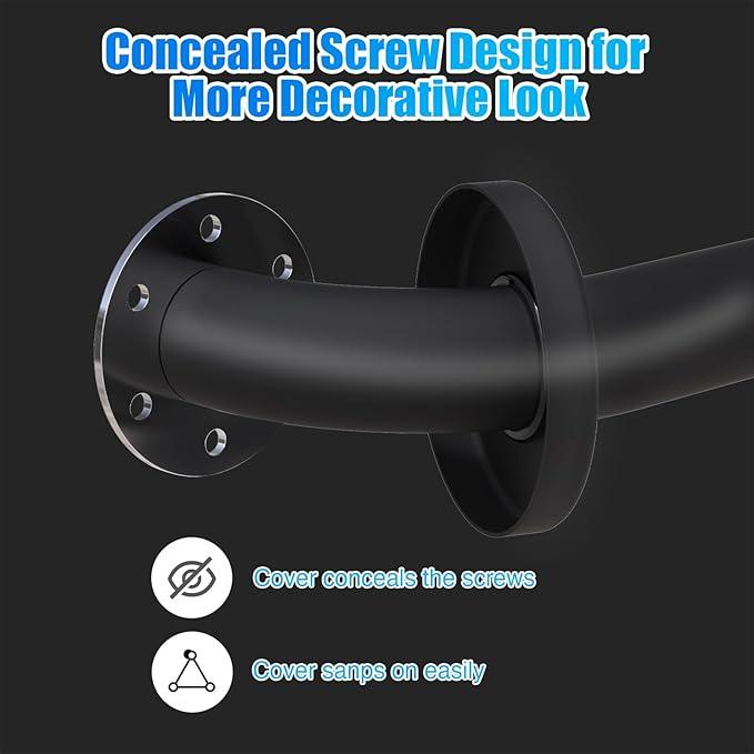 ROTHLEY 12 Inch Grab Bar for Bathtubs and Showers: Stainless Steel Shower Grab Bar Wall Mounted Shower Handle with Concealed Screws for Handicapped Elderly and Seniors (Matte Black) - ModernBath