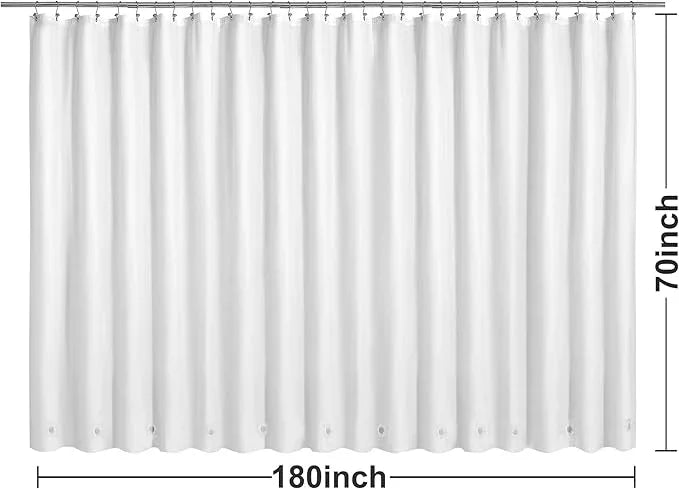 Barossa Design Clawfoot Tub Shower Curtain with 12 Magnets - 36 Metal Hooks Included, 180" W x 70" H Wrap Around, Waterproof PEVA Shower Liner for Bathroom, PVC Free, Metal Grommets - White, 180x70 - ModernBath