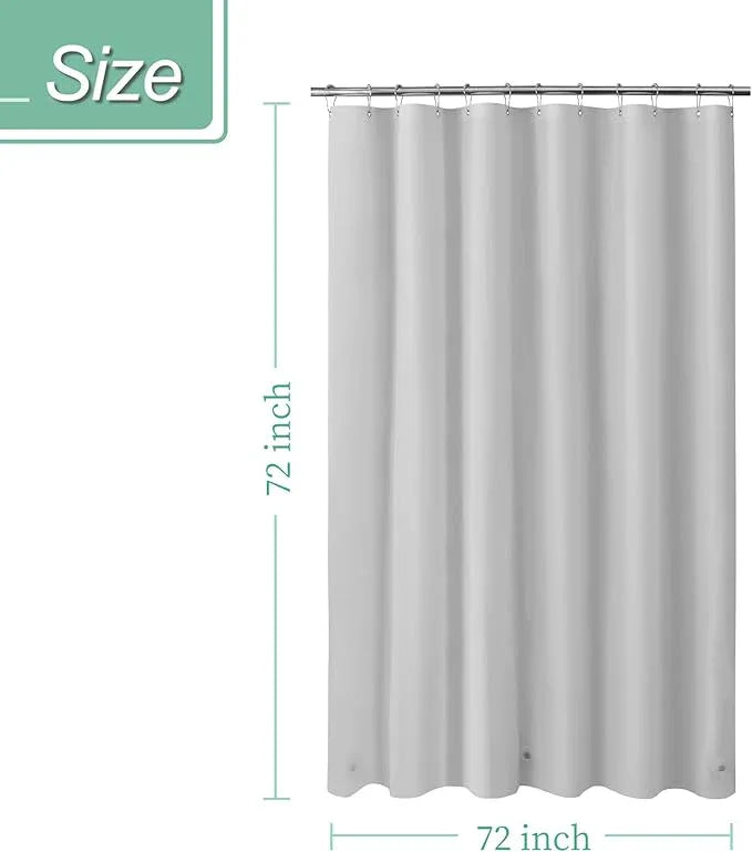 Mrs Awesome Grey Shower Curtain Liner with 3 Magnets, 72x72 Premium Flexible Sturdy Plastic Shower Curtain for Bathroom Lightweight & Waterproof, Light Gray - ModernBath