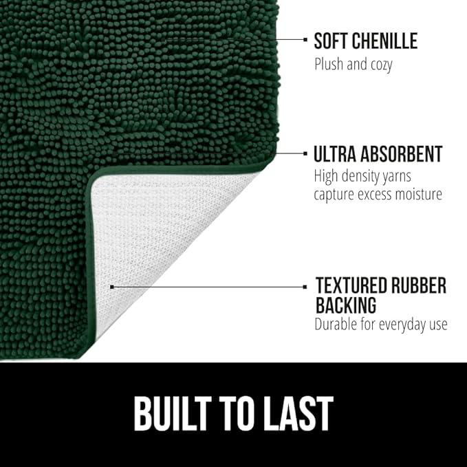 GORILLA GRIP Bathroom Rug Sets, Soft Chenille 2 Piece Area Rugs Set, Toilet Base Mat and 30x20 Carpet, Absorbent Microfiber Washable Mats Dry Quickly, Home Décor and Bath Room Accessories, Hunter - ModernBath