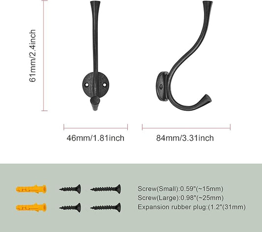 Sailing 3 Pack Coat Hooks - Antique Black Coat Hooks Decorative Wall Hooks for Bathroom Living Room Bedroom Hanger for Robe Dressing Room Fitting Room