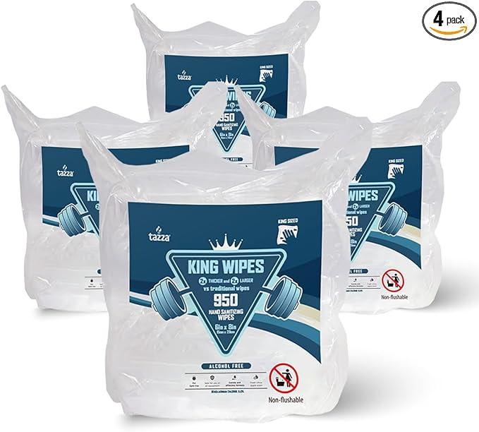 Tazza Gym Equip Wipes, 4 x 950 Count (3800 Total Wipes) - Durable, Pre-Saturated Gym Equipment & Surface Cleaning Wipes - ModernBath