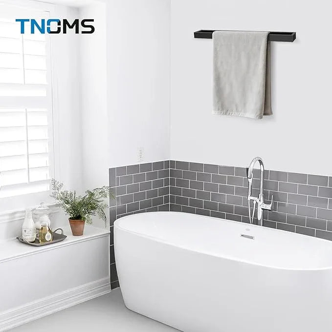 TNOMS Single Towel Bar Towel Holder Bathroom Hardware Accessories,Stainless Steel Wall-Mounted Towel Rack Towel Rail,20 Inches Matte Black - ModernBath