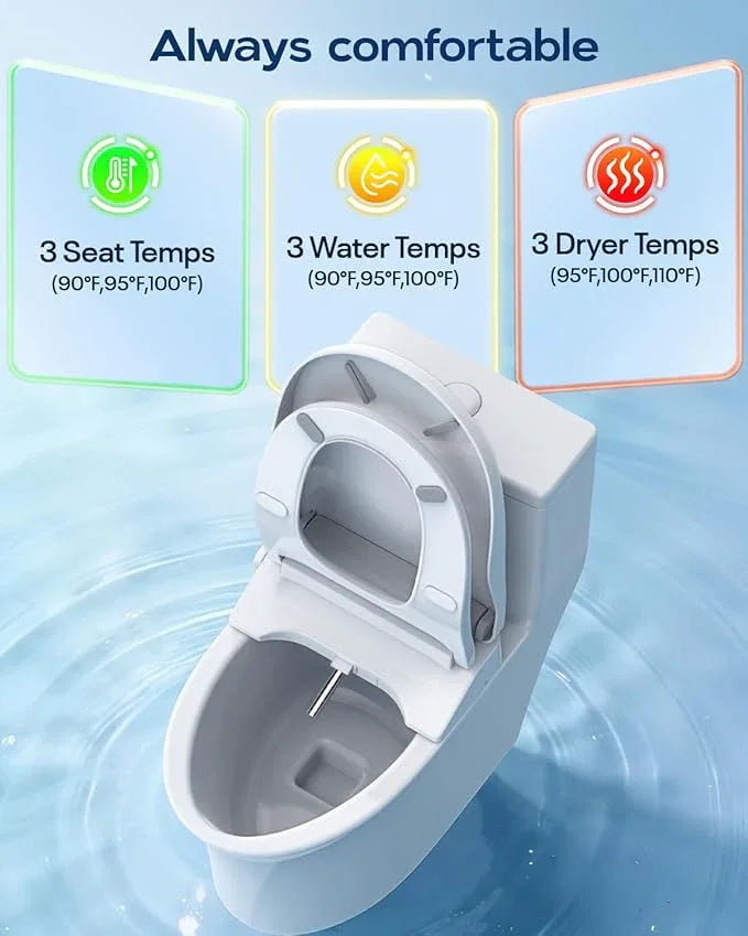 iliD Bidet Toilet Seat, Foam Shield Bidet Seat, Heated Toilet Seat Elongated, Instant Warm Water & Dryer, Front Wash & Rear Wash, User Mode, Remote Control, Self-Clean Nozzle, ECO Silent Night Child - ModernBath