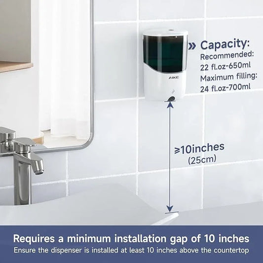 AIKE Liquid Automatic Wall Mount Soap Dispenser,Battery Operated Model AK1216,White - ModernBath
