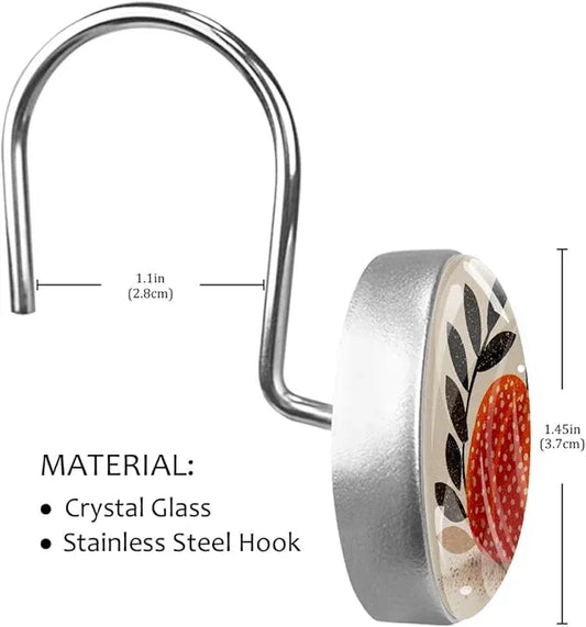 Pumpkin Shower Curtain Hooks, Cute 12Pcs Decorative Bath Shower Curtain Rings for Shower Curtain Rods, Crystal Glass Curtain Hooks for Bathroom, Bedroom, Farmhouse - ModernBath
