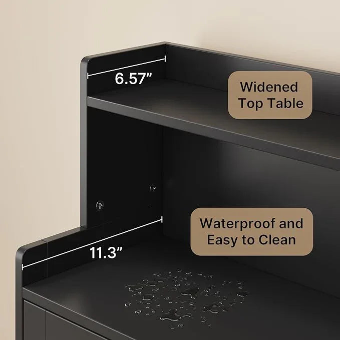 Gizoon Small Bathroom Storage Cabinet, Freestanding Organizer with 2 Doors, 2 Adjustable Shelves, 40" H Floor Pantry Cabinet for Dining Room, Kitchen, Living Room, Hallway, Black - ModernBath