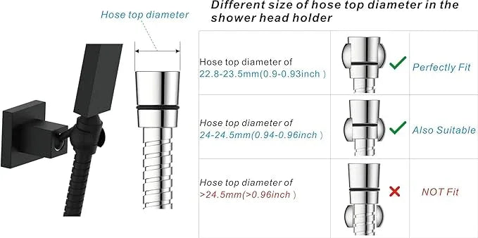 KANARY All Metal Square Handheld Shower Bracket Hand Held Shower Holder (Matte Black) - ModernBath