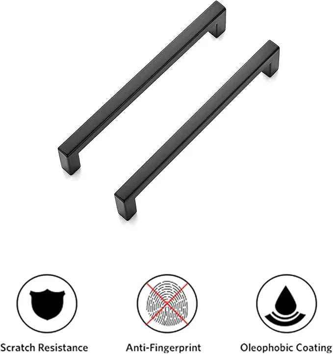 Ravinte 15 Pack 5 Inch Hole Center Solid Slim Square Pulls Matte Black Kitchen Cabinet Handles Square Bar Drawer Handles Flat Black Drawer Pulls for Cupboard Dresser and Cabinets - ModernBath
