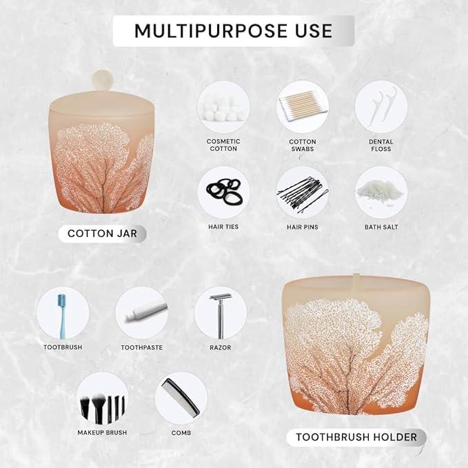 Decozen Bathroom Accessories Set 6Pcs – Soap Dispenser, Toothbrush Holder, Tumbler, Soap Dish & Cotton Swab Jar – Modern Bathroom Decor, Bath Set for Christmas Decor, Carruthers - ModernBath