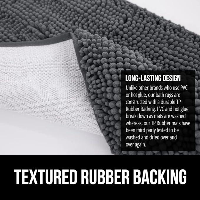 GORILLA GRIP Bathroom Rug Sets, Soft Chenille 2 Piece Area Rugs Set, Toilet Base Mat and 30x20 Carpet, Absorbent Microfiber Washable Mats Dry Quickly, Home Décor and Bath Room Accessories, Charcoal - ModernBath