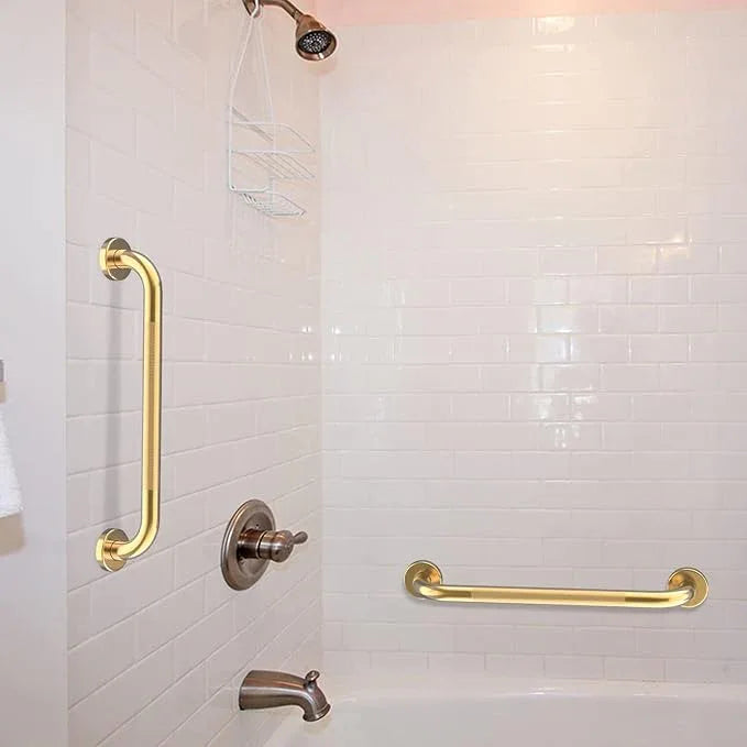 24 Inch Anti Slip Shower Grab Bar Gold, Munzong 2 Pack Bathroom Grab Bar, Knurled Bathroom Balance Bar,Safety Hand Rail Support Handicap Elderly Injury Senior Assist Bath Handle - ModernBath