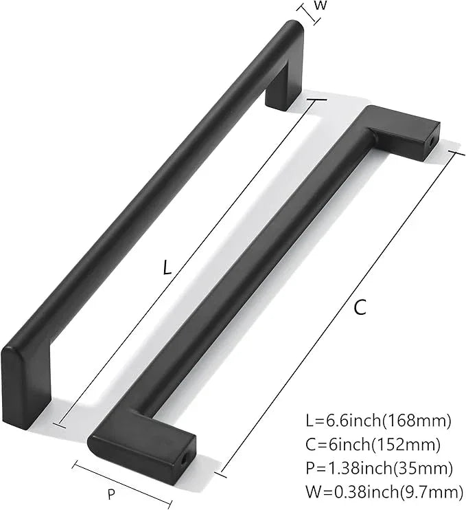 khtumeware 6 Inch Hole Center 6 Pack Matte Black Cabinet Pulls Heavy Duty Solid Kitchen Drawer Handle, Hardware for Bathroom, Drawer, Cabinet, Door Cabinet - ModernBath